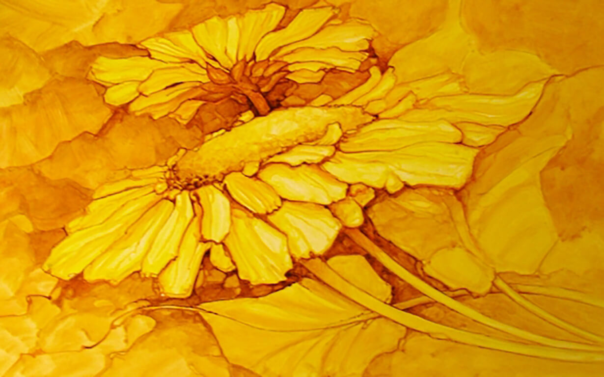  tekening - sinneblommen - inkt 